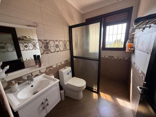 a bathroom with a toilet and a sink at Ariette Homes in Buwate
