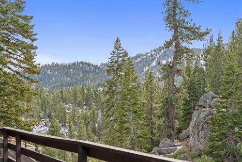 a view of a mountain from a wooden deck at HNC0691 - Tramway Treat home in Summit Village