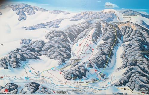 a map of a mountain with snow covered mountains at Ferienhaus Albmatte-Sauna im Haus-gemütliche Apartments in St. Blasien