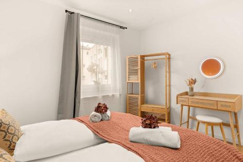 Postel nebo postele na pokoji v ubytování Deluxe Apartment Dingolfing - Design & Space