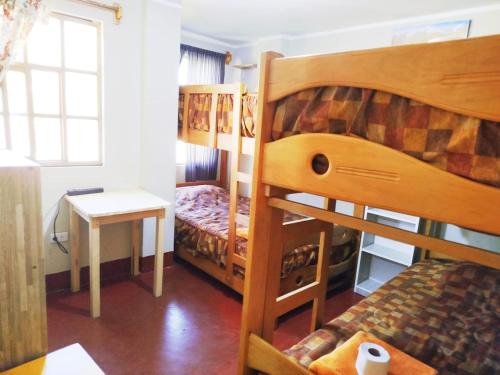 Giường trong phòng chung tại Andes Hostel
