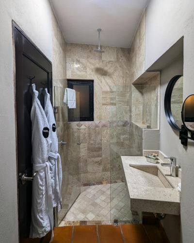a bathroom with a shower and a sink at Casa Studio San Miguel de Allende in San Miguel de Allende