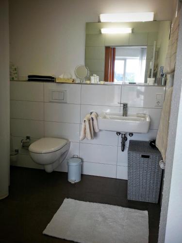 a bathroom with a sink and a toilet at Sonniges Studio im Haus Deutsch Krone in Bad Rothenfelde