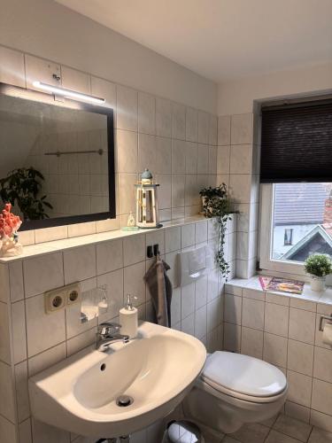 Koupelna v ubytování Ferienwohnung „Ruppbergblick“