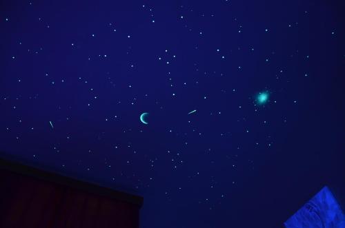 a night sky with two planets and two asteroids at Penzion Alfa Poděbrady in Poděbrady