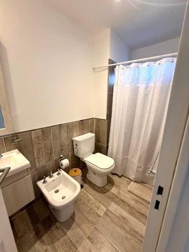 a bathroom with a toilet and a sink at Capibara 6 - Vistas de Junin in Corrientes