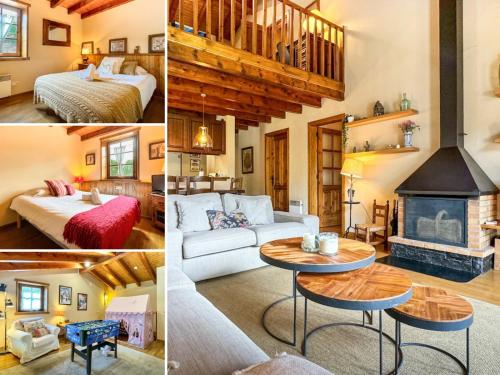 un collage di foto di una camera d'albergo con camino di La Maison du Fleuve a Ur