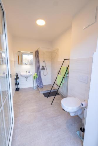 a bathroom with a toilet and a sink at Apartmenthaus 113 in Stadl an der Mur