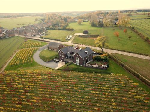 an aerial view of a house in a field at Wijndomein Joris in Slenaken