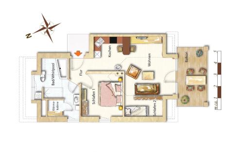 a floor plan of a condo at Kirschgarten 17 in Kellenhusen