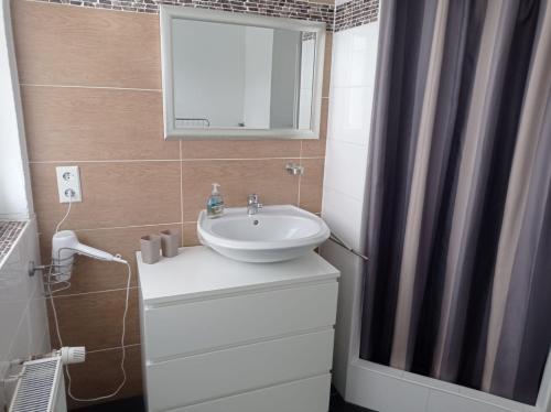 Ένα μπάνιο στο Work and Stay Attendorn 2 Zimmer 4 betten Badezimmer Küche und Balkon