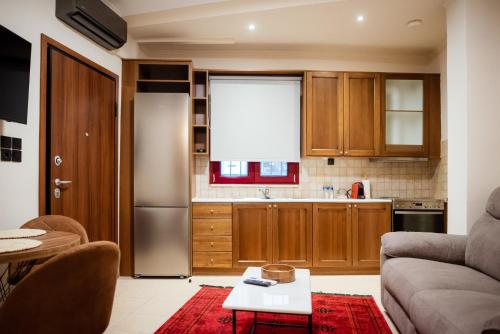 Kuchyň nebo kuchyňský kout v ubytování Tollmere Hospitality Ηχώ