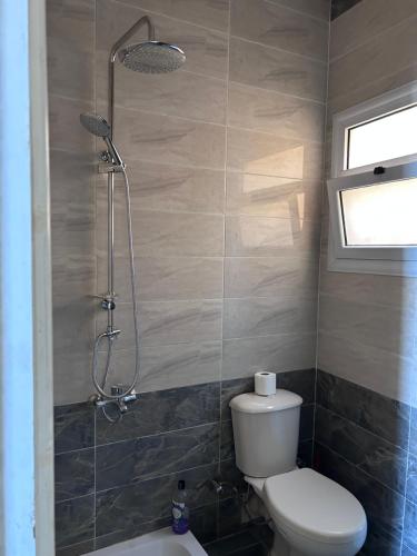a bathroom with a toilet and a shower at Ewa in Hurghada