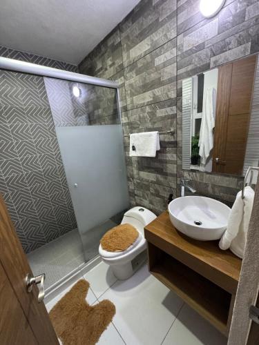 Koupelna v ubytování A nice and beautiful apartment