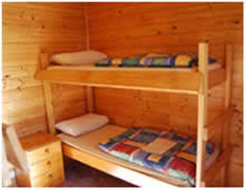 a cabin with two bunk beds in it at Gumleaves Bush Holidays in Little Swanport