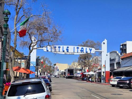a street sign for a little italy on a city street at Courtyard by Marriott San Diego Downtown Little Italy in San Diego