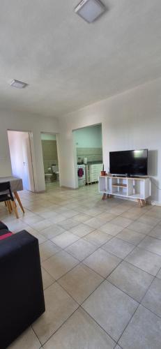 ein großes Wohnzimmer mit einem Flachbild-TV in der Unterkunft Dpto céntrico san lorenzo in San Lorenzo