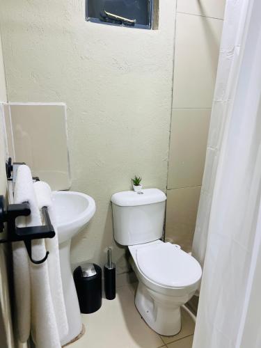 a bathroom with a toilet and a sink at PholaBnB in Pongola