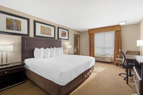 a hotel room with a large bed and a desk at Best Western Bonnyville Inn & Suites in Bonnyville