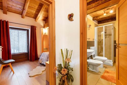 un bagno con un water e un lavandino di La Baita - Bionaz a Dzovenno