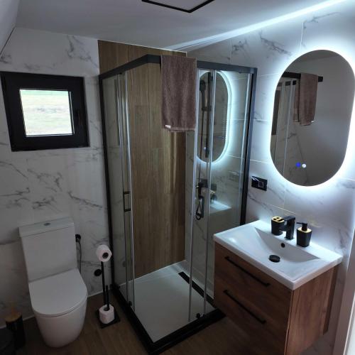 Nest for Rest في Vraneša: حمام مع دش ومرحاض ومغسلة