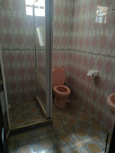 Zack's Serene House في Kisii: حمام مع مرحاض ودش