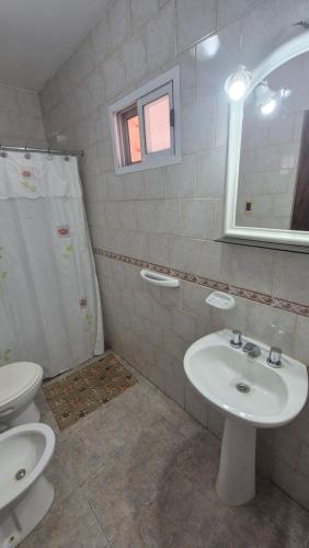 un bagno con lavandino e WC di Ayres de Colon a Colón