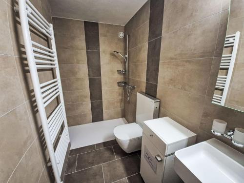 ein Badezimmer mit Toilette, Dusche und Waschbecken in der Unterkunft Apartment Cransalpin Apt- 3 - Secteur 1 by Interhome in Vermala