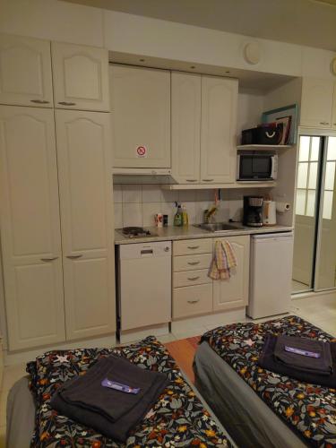 Nhà bếp/bếp nhỏ tại Levistar studio with sauna