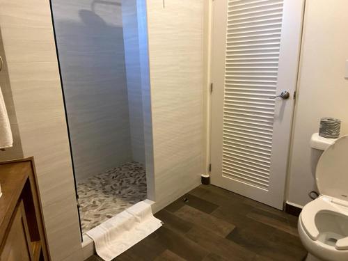 un bagno con doccia e WC di VIVO 2 Bedroom Ocean Front Condo 180 degree ocean views a Puerto Escondido