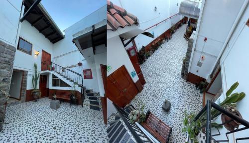 een uitzicht op een huis met een binnenplaats bij Inkas Hotel Cusco in Cuzco