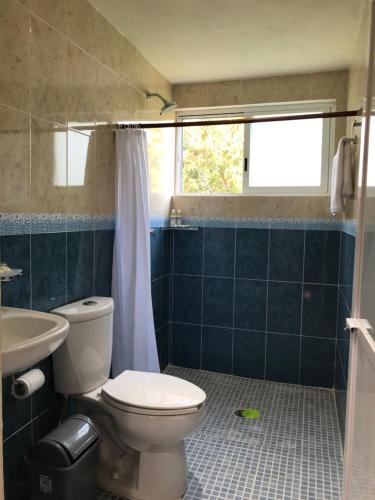 a bathroom with a toilet and a sink at Casa Penélope in Puerto Ángel