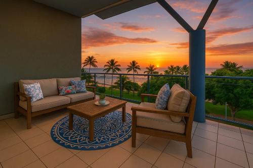 Solopgangen eller solnedgangen set fra lejligheden