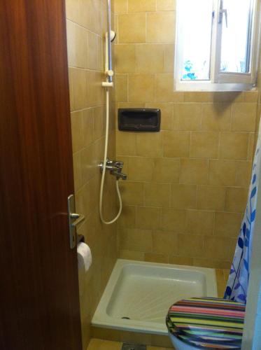 a bathroom with a shower and a toilet and a sink at ORTHOPEDIC CENTER NEAR WITH FREE PARKING, Quite and Privately in Lovran