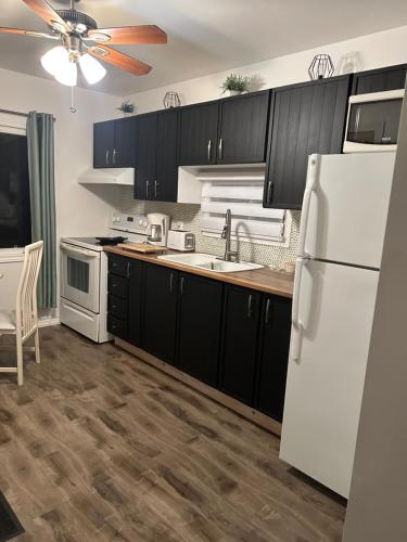 Kuchyň nebo kuchyňský kout v ubytování Le petit chalet Chertsey