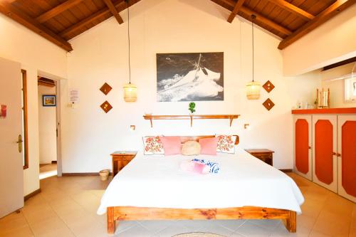 a bedroom with a large white bed in a room at Villa Easternwind in Pointe d'Esny