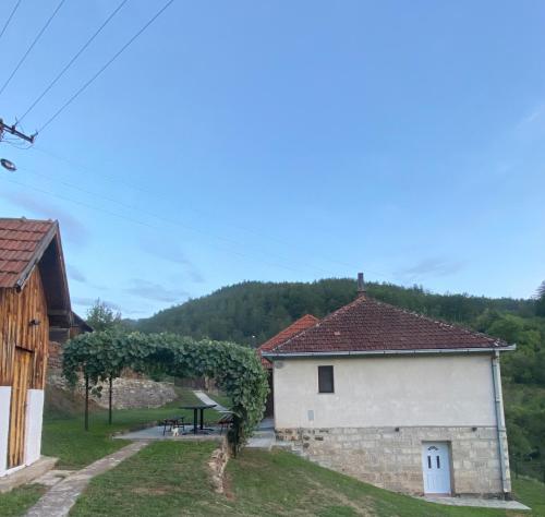 a view of a farmhouse and a building with vines at FoRest Apartment 