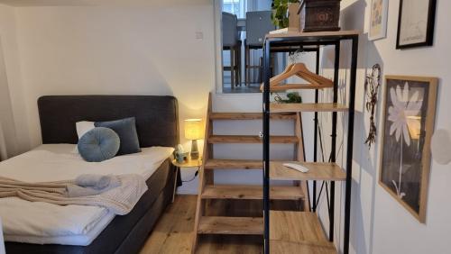 Postel nebo postele na pokoji v ubytování Eigenen Unterkunft I Vierländereck I Natur I St Gallen