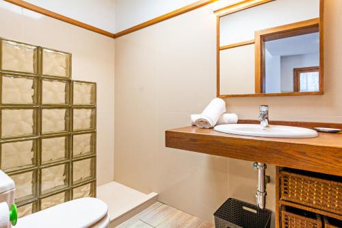 a bathroom with a sink and a mirror at Blue Horizon Coast By PVL in Punta de Mujeres