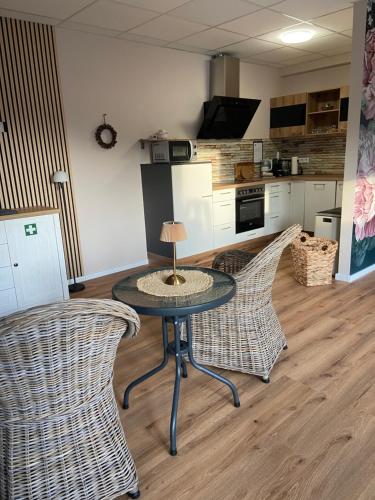 Kuchyň nebo kuchyňský kout v ubytování Lagerhaus Gabriel-Oasen in der Stadt