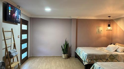 Cama o camas de una habitación en La Villa de los Alas