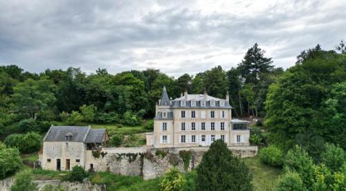 ピエールフォンにあるChâteau de la Follie Le Halloyの森の中の古城