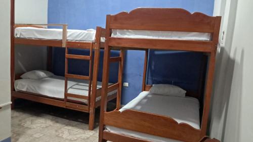 Rúm í herbergi á Chacruna Hostel