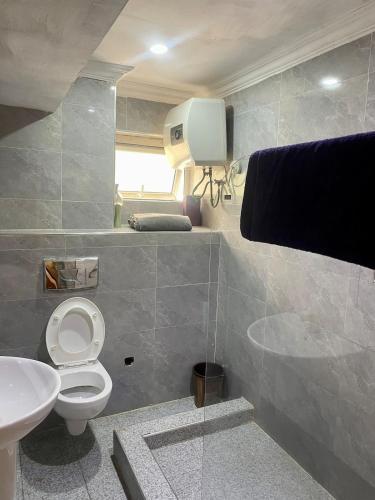 a bathroom with a toilet and a sink at The Executive Suite in Lagos