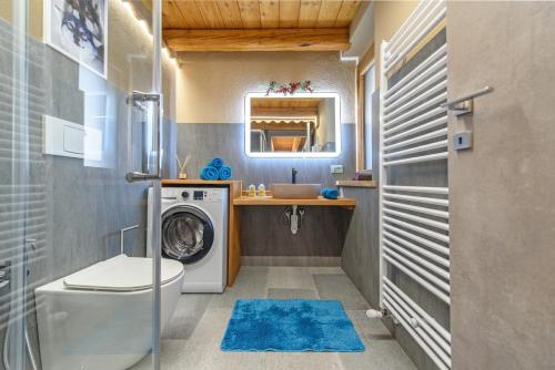 Maison Clavon في Verrayes: حمام مع غسالة ومغسلة