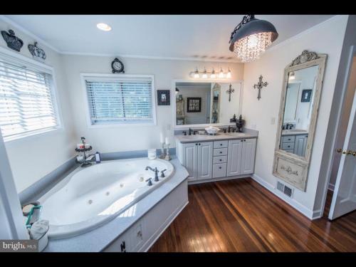 un ampio bagno con grande vasca e lavandino di Back Creek, Winchester, VA a Winchester