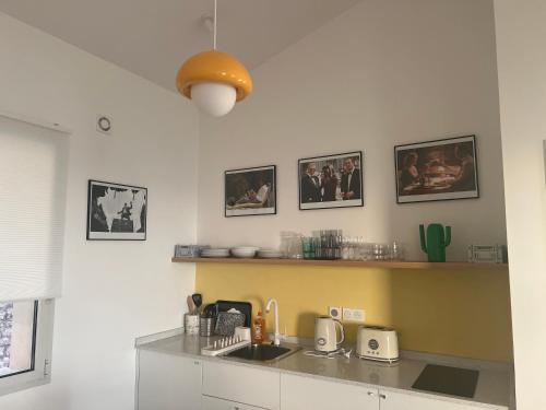 Kuchyň nebo kuchyňský kout v ubytování Casa Favelas, Vue Mer, plages et Monaco à pieds