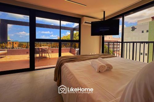 Postel nebo postele na pokoji v ubytování Hit Cabo Branco II - LikeHome Hospedagens