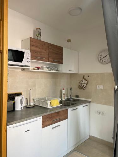 Kuchyň nebo kuchyňský kout v ubytování Apartmani Balkan Square