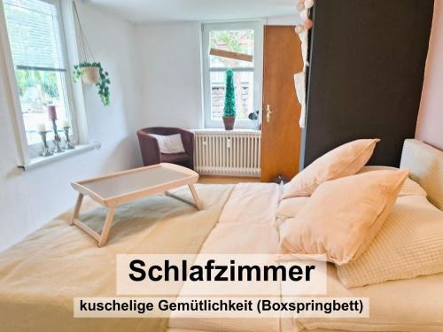 Postel nebo postele na pokoji v ubytování Chalet an der Bode - 2 Zi Fewo zentral am Marktplatz